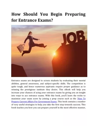 how should you begin preparing for entrance exams