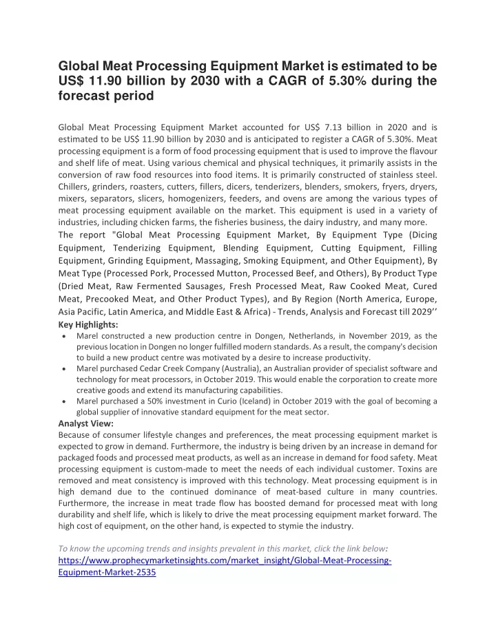 global meat processing equipment market