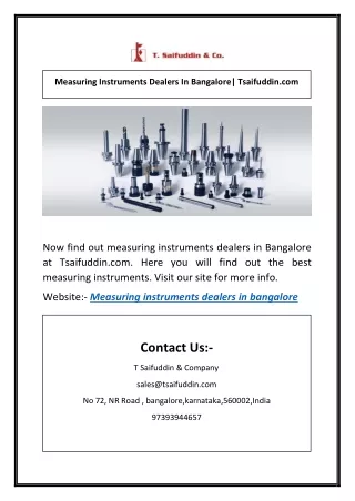 Measuring Instruments Dealers In Bangalore| Tsaifuddin.com