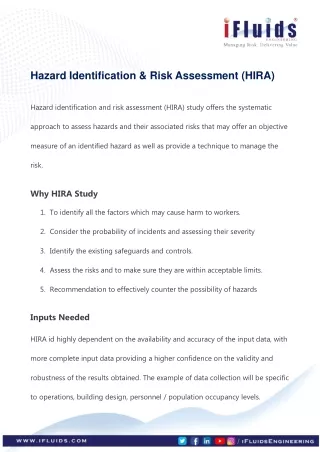 Hazard Identification & Risk Assessment (HIRA)