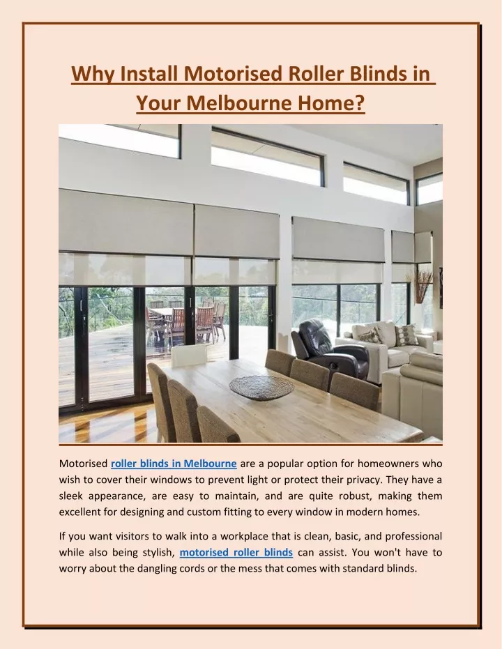 why install motorised roller blinds in your