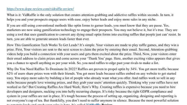 https www dope review com vidraffle review what