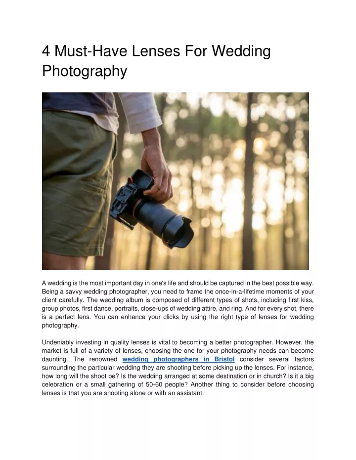 4 must have lenses for wedding photography