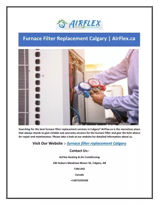 Furnace Filter Replacement Calgary | AirFlex.ca
