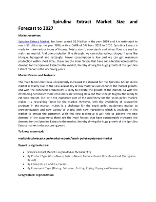 spirulina extract market size and forecast to 2027