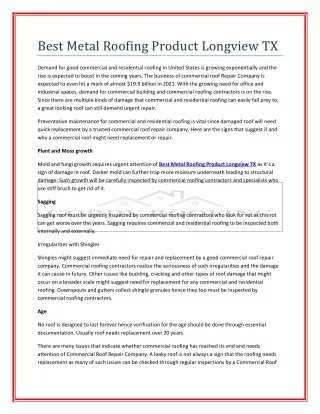 best metal roofing product longview tx