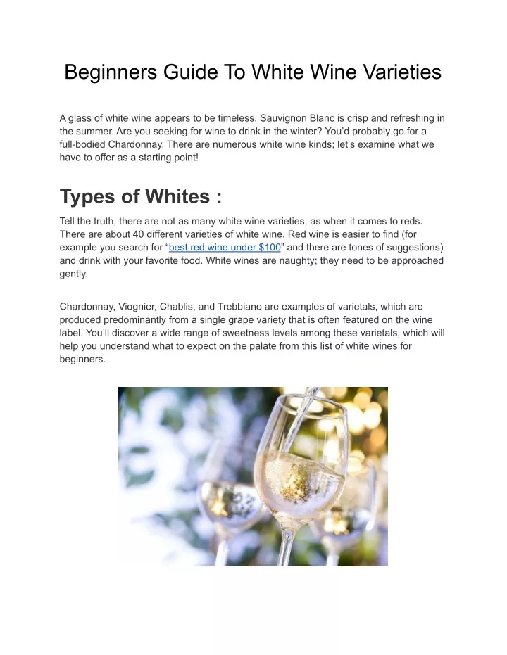 beginners guide to white wine varieties