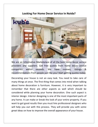 looking for home decor service in noida