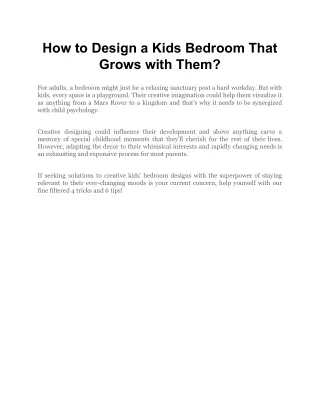 how to design a kids bedroom that grows with them