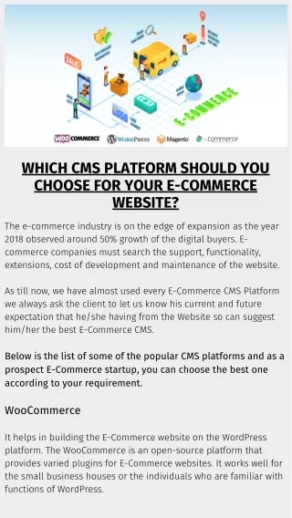 Which CMS Platform Should You Choose for your E-Commerce Website?
