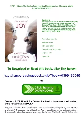 [ PDF ] Ebook The Book of Joy Lasting Happiness in a Changing World ^DOWNLOAD EB