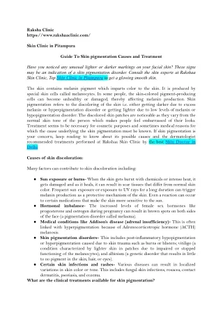 Guide To Skin pigmentation Causes and Treatment