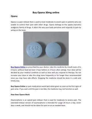 Buy Opana 30mg online