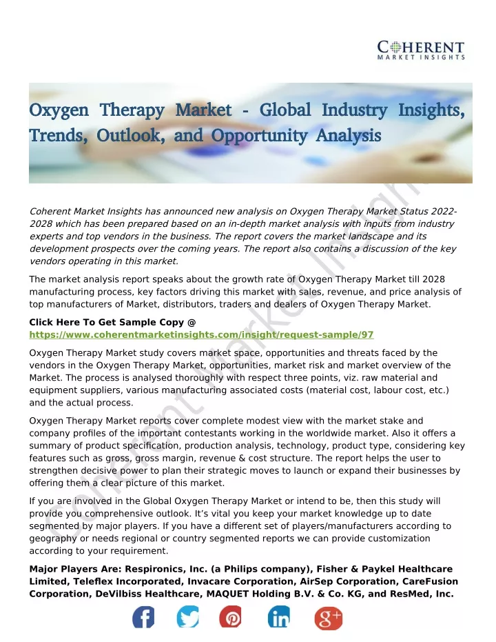 oxygen therapy market global industry insights