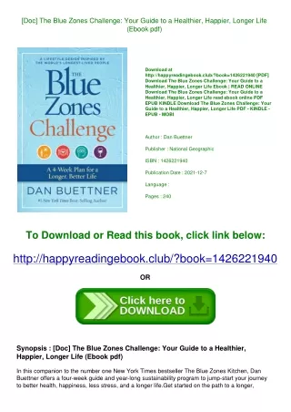 [Doc] The Blue Zones Challenge Your Guide to a Healthier  Happier  Longer Life (
