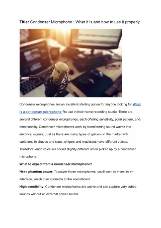 title condenser microphone what