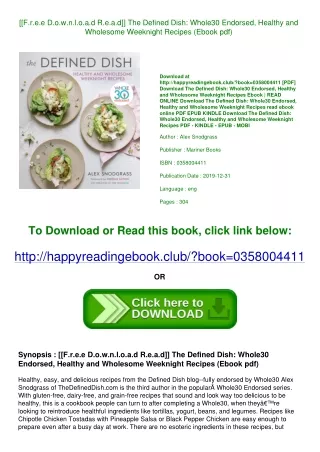 [[F.r.e.e D.o.w.n.l.o.a.d R.e.a.d]] The Defined Dish Whole30 Endorsed  Healthy a