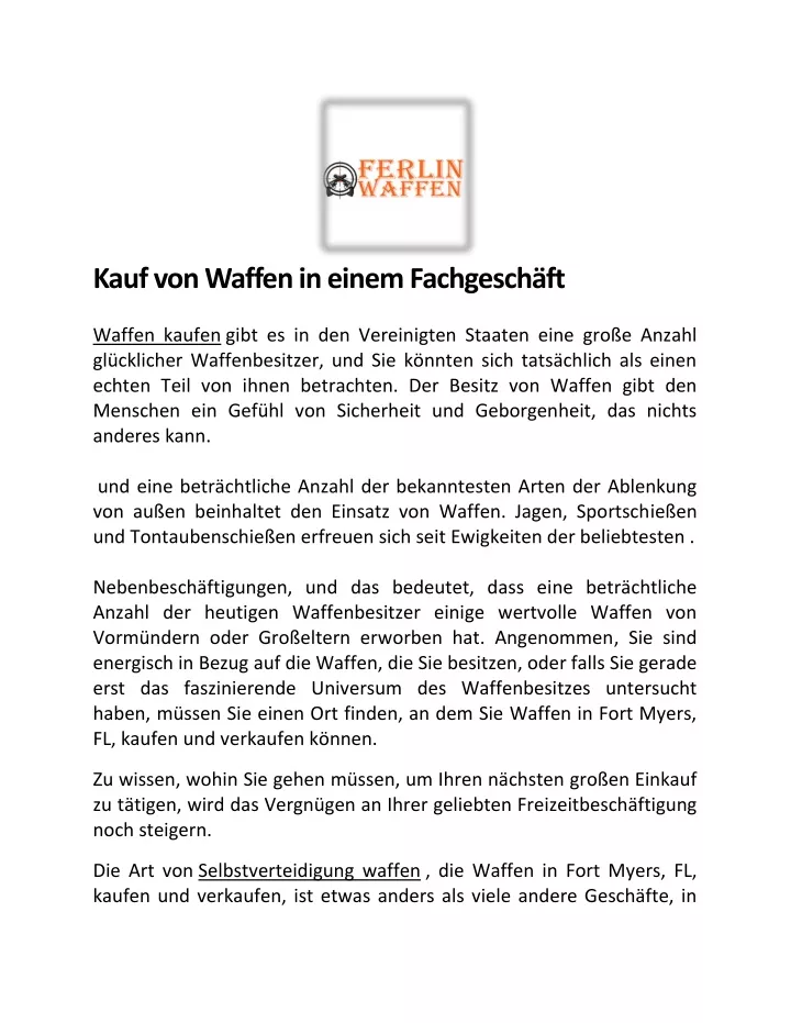 kauf von waffen in einem fachgesch ft waffen