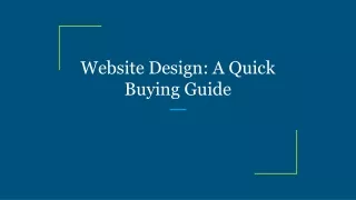 website design a quick buying guide