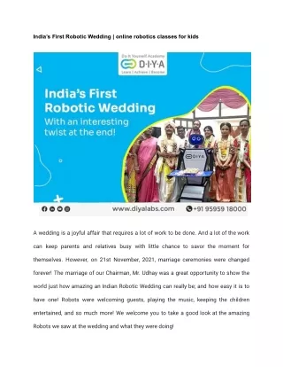 India’s First Robotic Wedding _ online robotics classes for kids