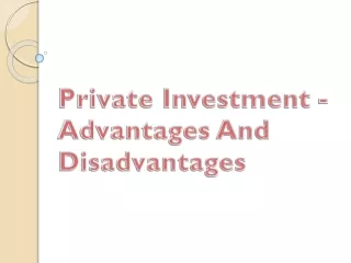 private investment advantages and disadvantages