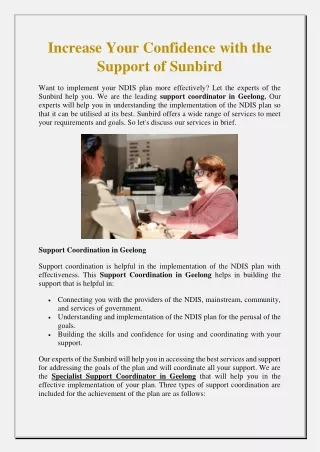 Increase Your Confidence With the Support of Sunbird