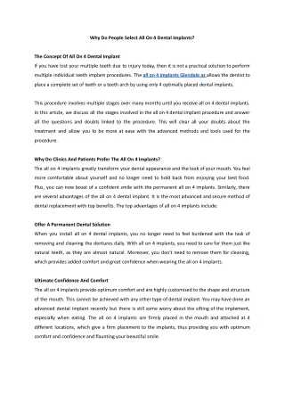 Why People Select All On 4 Dental Implants.