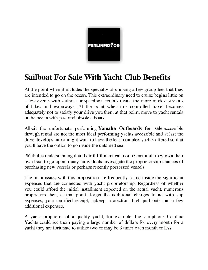 sailboat for sale with yacht club benefits