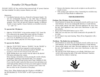 portable cd player radio please note ac line cord