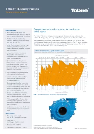 Tobee TL Slurry Pump Technical Specifcations