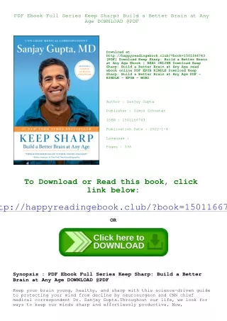 PDF Ebook Full Series Keep Sharp Build a Better Brain at Any Age DOWNLOAD @PDF