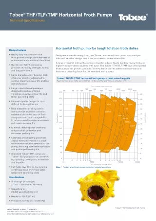 Tobee® Horizontal Froth Pump Brochure