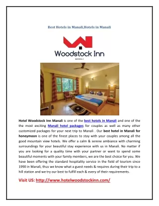 Best Hotels in Manali,Hotels in Manali
