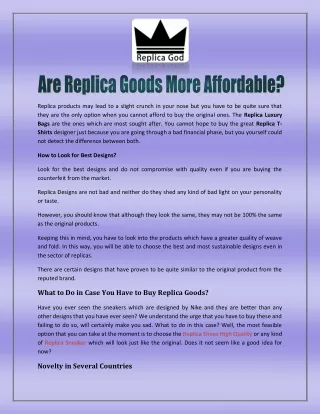 Are Replica Goods More Affordable?