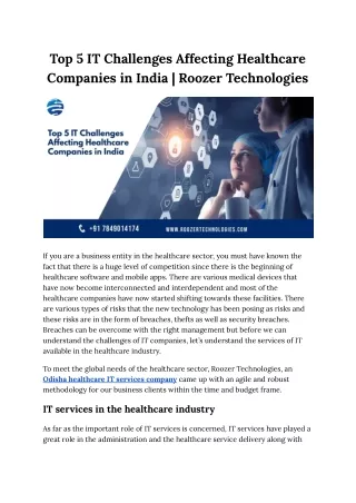 Top-5-IT-Challenges-Affecting-Healthcare-Companies-in-India- Roozer-Technologies
