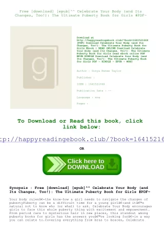 Free [download] [epub]^^ Celebrate Your Body (and Its Changes  Too!) The Ultimat