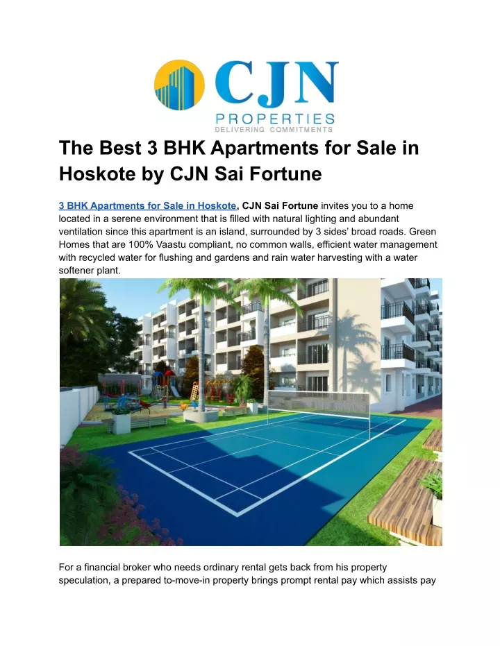 the best 3 bhk apartments for sale in hoskote