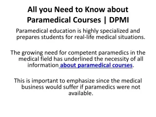 All you Need to Know about Paramedical Courses