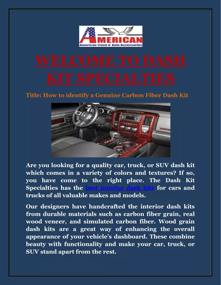 welcome to dash kit specialties
