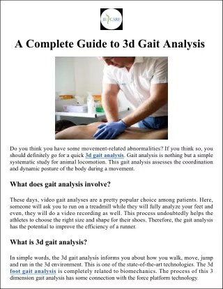 A Complete Guide to 3d Gait Analysis
