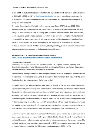 global conductive inks market overview 2030