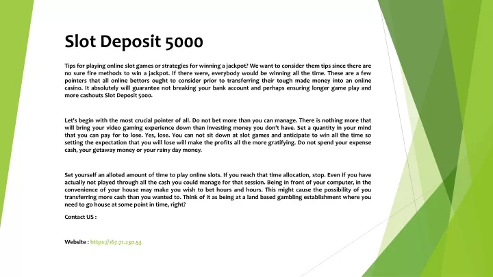 slot deposit 5000