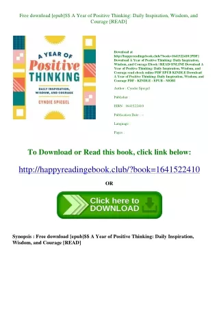 Free download [epub]$$ A Year of Positive Thinking Daily Inspiration  Wisdom  an