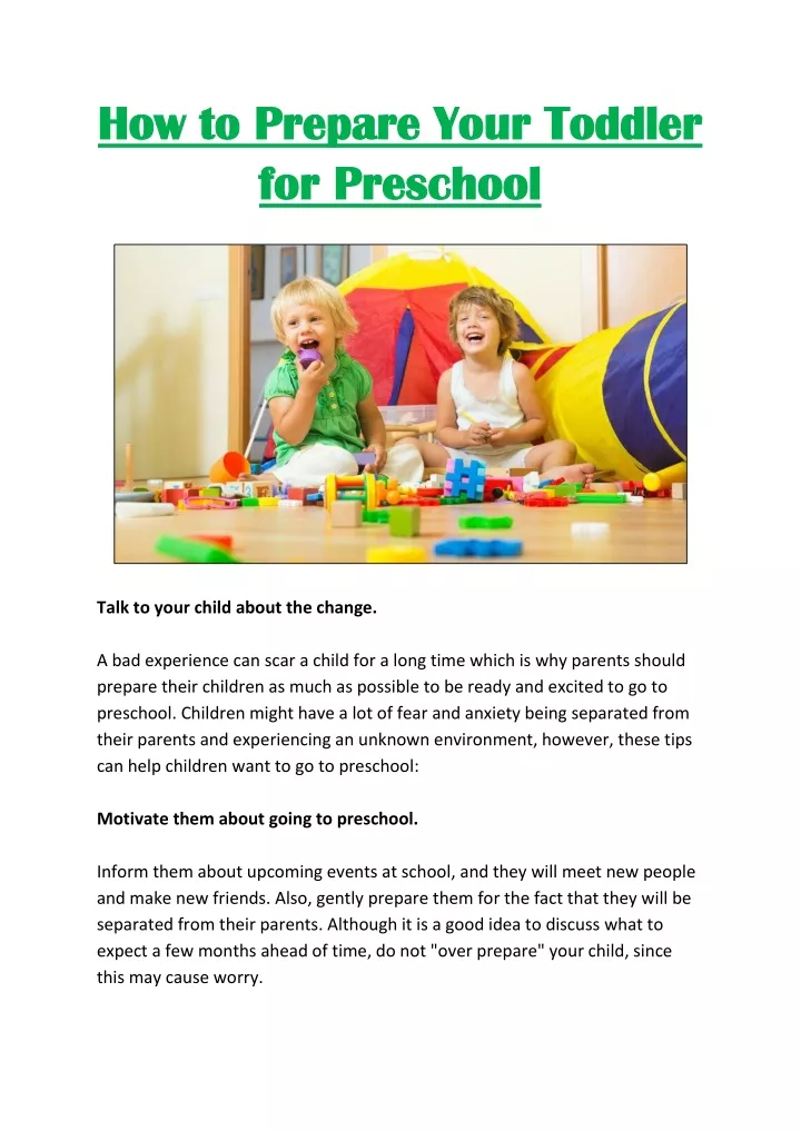 how to prepare your toddler how to prepare your