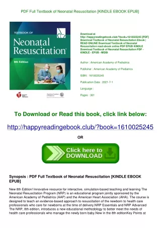 PDF Full Textbook of Neonatal Resuscitation [KINDLE EBOOK EPUB]