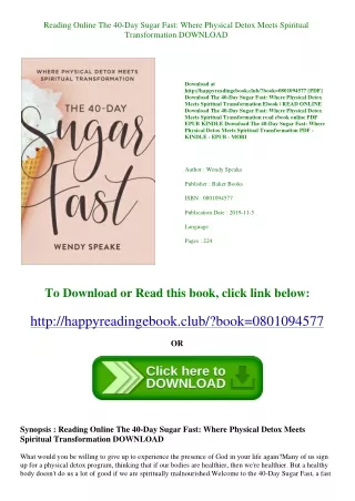 Reading Online The 40-Day Sugar Fast Where Physical Detox Meets Spiritual Transf