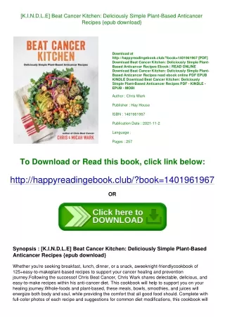 [K.I.N.D.L.E] Beat Cancer Kitchen Deliciously Simple Plant-Based Anticancer Reci