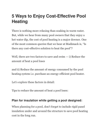 5 ways to enjoy cost effective pool heating