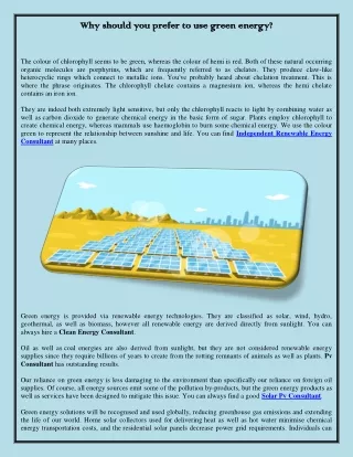 Why should you prefer to use green energy?