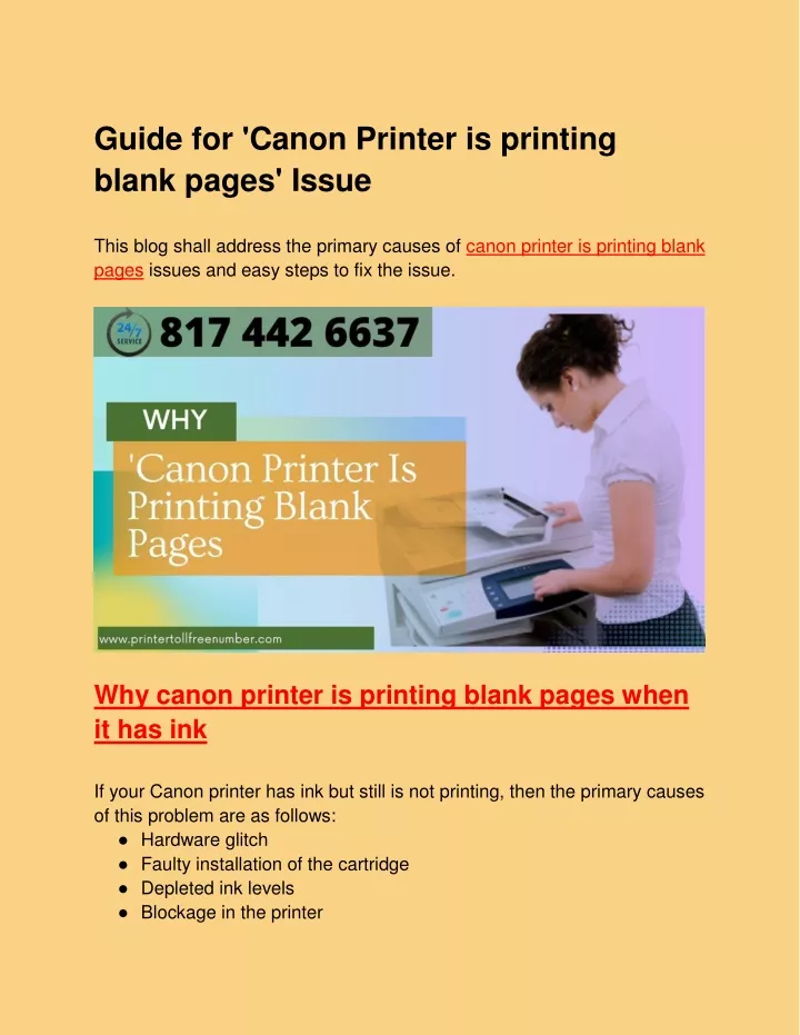 guide for canon printer is printing blank pages